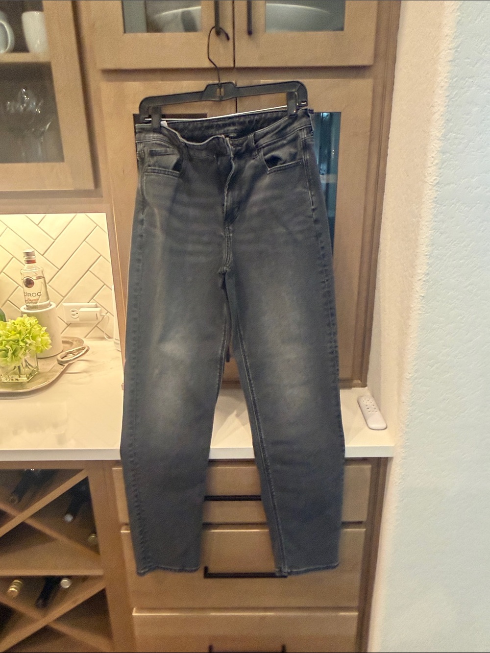 American Eagle Outfitters High-Rise Washed Gray Mom Jeans